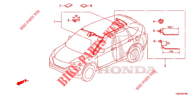 CABLAGEM (LH) (6) para Honda CR-V 2.0 EXCLUSIVE NAVI 5 portas automática de 5 velocidades 2015
