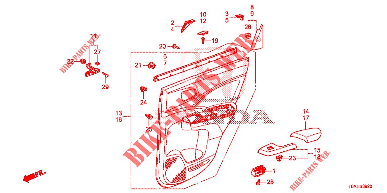 FORRO PORTA TRASEIRA(4 PORTAS)  para Honda CR-V 2.0 EXCLUSIVE NAVI 5 portas automática de 5 velocidades 2015