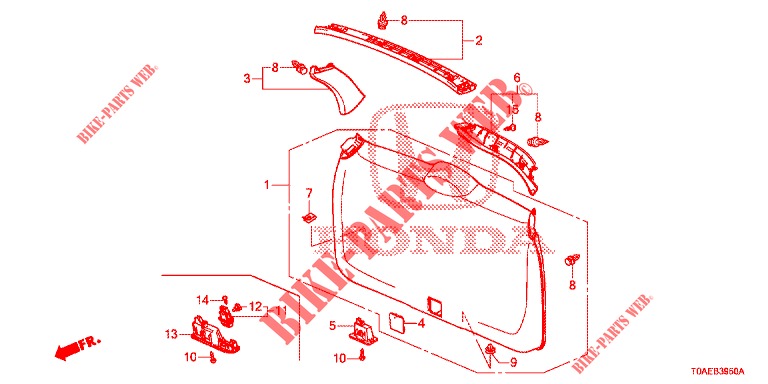 FORRO PORTA TRASEIRA/ FORRO PAINEL TRASEIRO(2 PORTAS)  para Honda CR-V 2.0 EXCLUSIVE NAVI 5 portas automática de 5 velocidades 2015