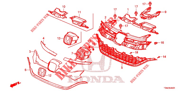 GRELHA FRENTE/MOLDURA (2) para Honda CR-V 2.0 EXCLUSIVE NAVI 5 portas automática de 5 velocidades 2015