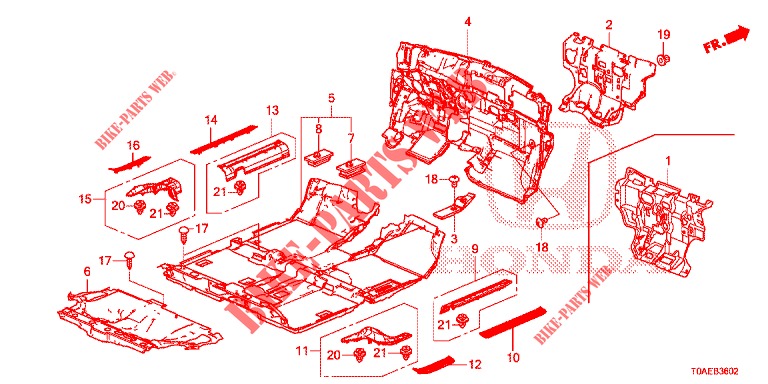 TAPETE PISO/ISOLADOR (3) para Honda CR-V 2.0 EXCLUSIVE NAVI 5 portas automática de 5 velocidades 2015