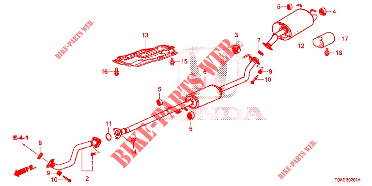 TUBO ESCAPE/SILENCIADOR (2.0L) para Honda CR-V 2.0 EXCLUSIVE NAVI 5 portas automática de 5 velocidades 2015