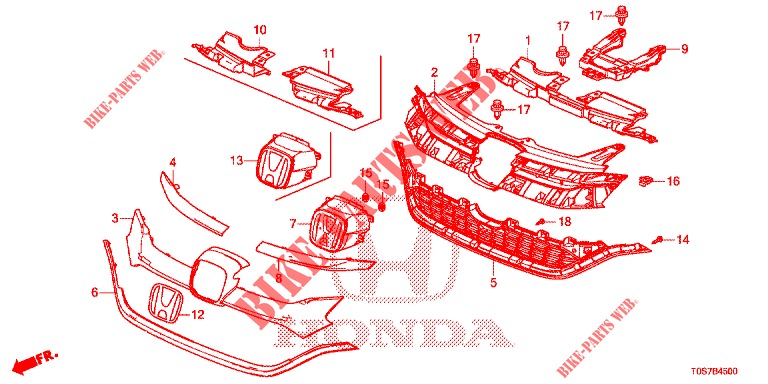 GRELHA FRENTE/MOLDURA  para Honda CR-V 2.0 COMFORT 5 portas 6 velocidades manuais 2016