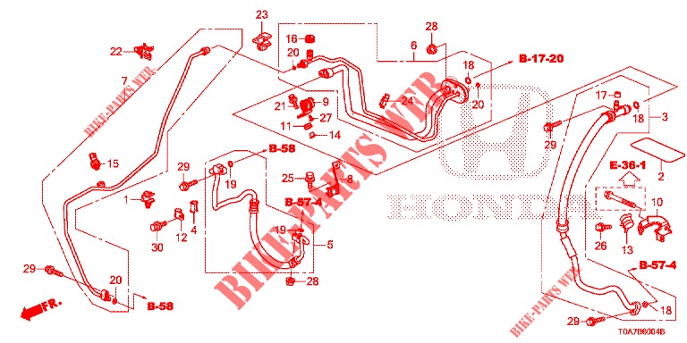 AR CONDICIONADO (FLEXIBLES/TUYAUX) (DIESEL) (1.6L) (LH) para Honda CR-V DIESEL 1.6 COMFORT 5 portas 6 velocidades manuais 2014