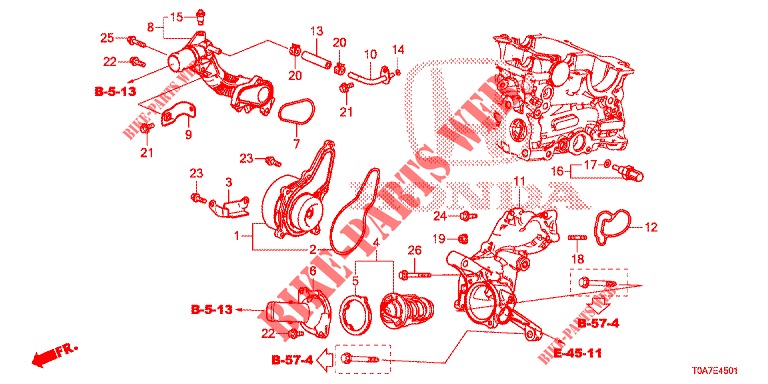 BOMBA AGUA/TERMOSTATO (DIESEL) (1.6L) para Honda CR-V DIESEL 1.6 COMFORT 5 portas 6 velocidades manuais 2014