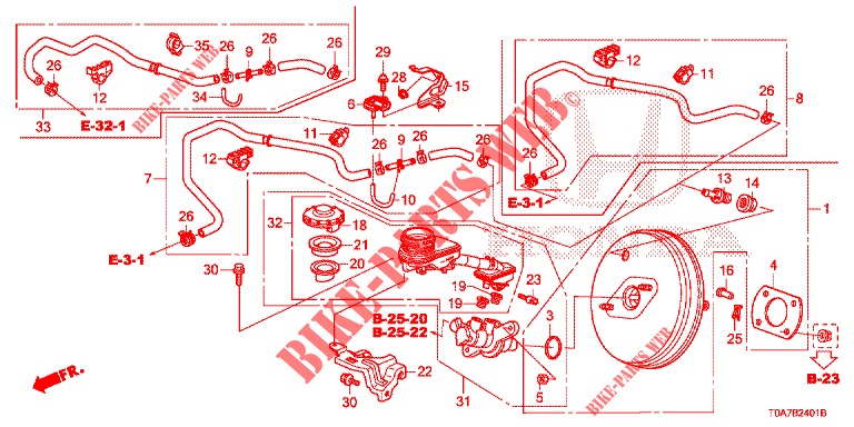 BOMBA PRINCIPAL TRAVOES/SERVO FREIO (LH) (2) para Honda CR-V DIESEL 1.6 COMFORT 5 portas 6 velocidades manuais 2014