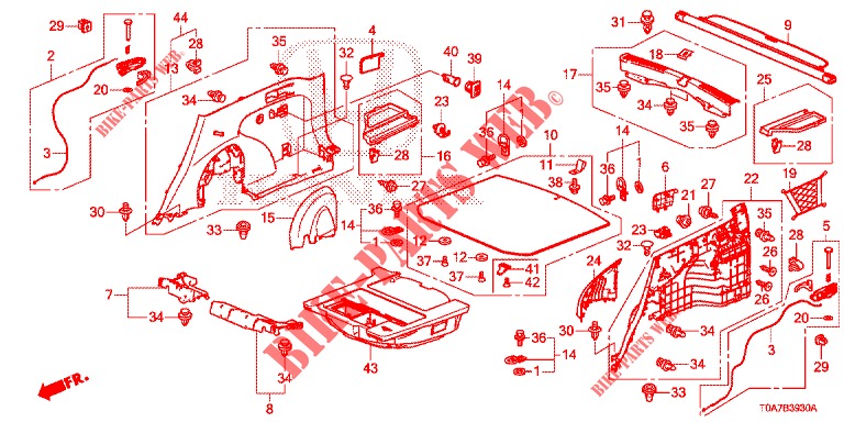 FORRO LATERAL TRASEIRO(2 PORTAS)  para Honda CR-V DIESEL 1.6 COMFORT 5 portas 6 velocidades manuais 2014