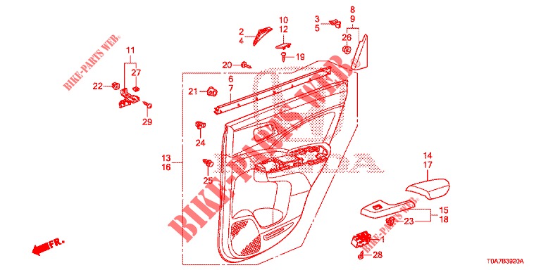 FORRO PORTA TRASEIRA(4 PORTAS)  para Honda CR-V DIESEL 1.6 COMFORT 5 portas 6 velocidades manuais 2014