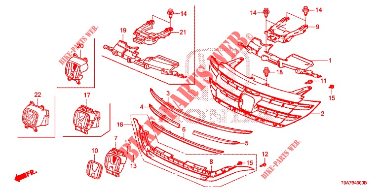 GRELHA FRENTE/MOLDURA  para Honda CR-V DIESEL 1.6 COMFORT 5 portas 6 velocidades manuais 2014