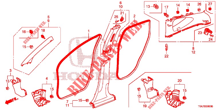 GUARNICAO PILAR  para Honda CR-V DIESEL 1.6 COMFORT 5 portas 6 velocidades manuais 2014
