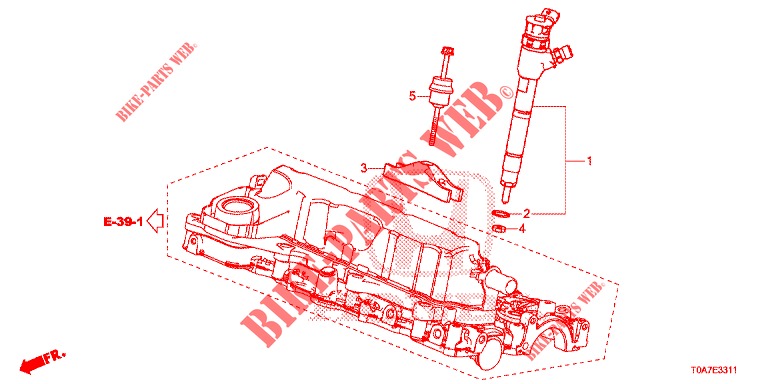 INJECTOR COMBUSTIVEL (DIESEL) (1.6L) para Honda CR-V DIESEL 1.6 COMFORT 5 portas 6 velocidades manuais 2014