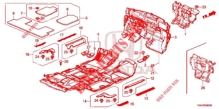 TAPETE PISO/ISOLADOR  para Honda CR-V DIESEL 1.6 COMFORT 5 portas 6 velocidades manuais 2014