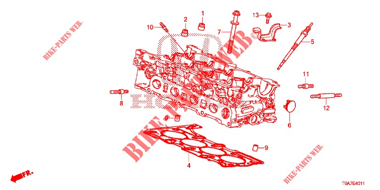 VEDACAO DA HASTE DE VALVULA/VELA INCANDESCENTE (DIESEL) (1.6L) para Honda CR-V DIESEL 1.6 COMFORT 5 portas 6 velocidades manuais 2014