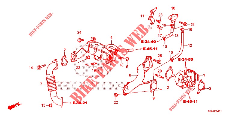 Válvula de retorno. Exaustão. Anel de baixa pressão (diesel) (1.6L) para Honda CR-V DIESEL 1.6 COMFORT 5 portas 6 velocidades manuais 2014