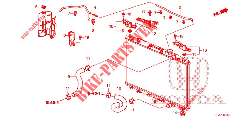 TUBO FLEXIVEL RADIADOR/DEPOSITO RESERVA (4) para Honda CR-V DIESEL 1.6 ELEGANCE 5 portas 6 velocidades manuais 2014