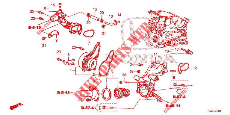 BOMBA AGUA/TERMOSTATO (DIESEL) (1.6L) para Honda CR-V DIESEL 1.6 EXECUTIVE NAVI 5 portas 6 velocidades manuais 2014