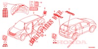 EMBLEMAS/ETIQUETAS CUIDADO  para Honda CR-V DIESEL 1.6 ELEGANCE NAVI 4WD 5 portas automática de 9 velocidades 2015
