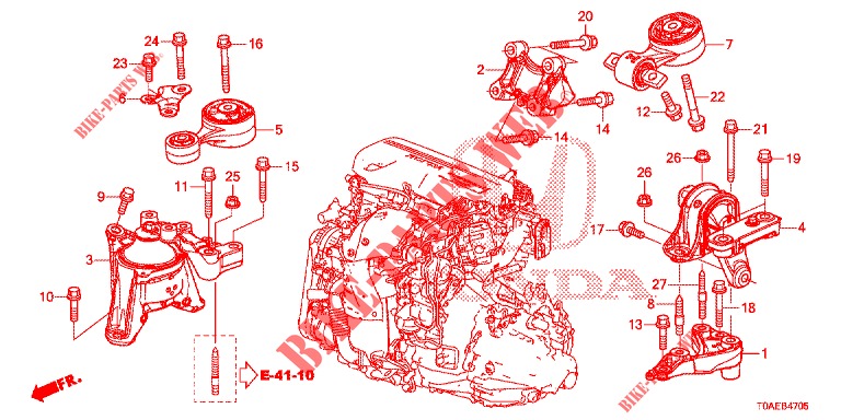 APOIOS MOTOR (DIESEL) (2) (MT) para Honda CR-V DIESEL 1.6 EXECUTIVE NAVI 5 portas 6 velocidades manuais 2015