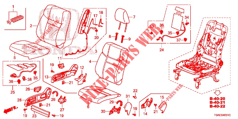 BANCO FRENTE/CINTOS SEGURANCA (D.) para Honda CR-V DIESEL 1.6 EXECUTIVE NAVI 5 portas 6 velocidades manuais 2015