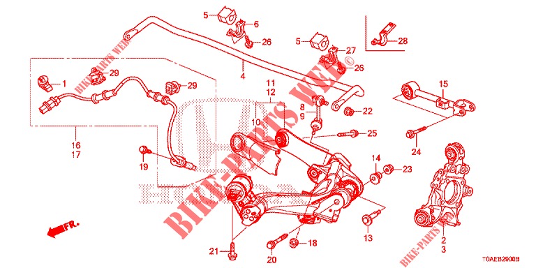 BRACO INFERIOR TRASEIRO/ESTICADOR  para Honda CR-V DIESEL 1.6 EXECUTIVE NAVI 5 portas 6 velocidades manuais 2015