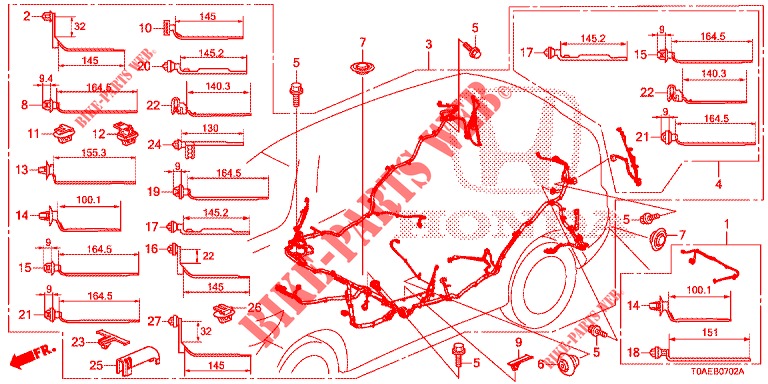 CABLAGEM (LH) (3) para Honda CR-V DIESEL 1.6 EXECUTIVE NAVI 5 portas 6 velocidades manuais 2015
