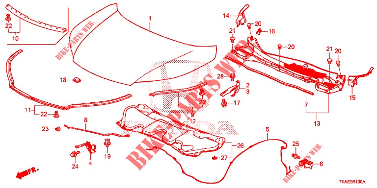 CAPOT (LH) para Honda CR-V DIESEL 1.6 EXECUTIVE NAVI 5 portas 6 velocidades manuais 2015