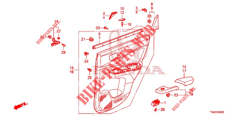FORRO PORTA TRASEIRA(4 PORTAS)  para Honda CR-V DIESEL 1.6 EXECUTIVE NAVI 5 portas 6 velocidades manuais 2015