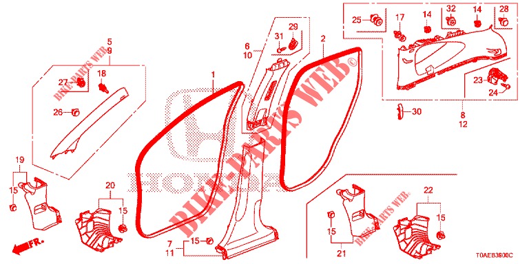 GUARNICAO PILAR  para Honda CR-V DIESEL 1.6 EXECUTIVE NAVI 5 portas 6 velocidades manuais 2015
