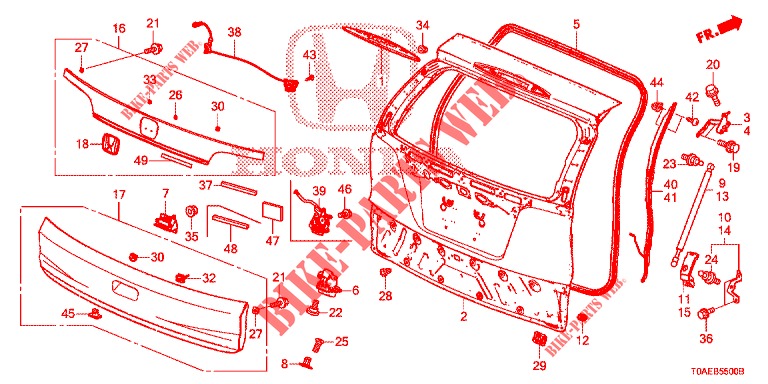 PAINEL PORTA TRASEIRA(2 PORTAS)  para Honda CR-V DIESEL 1.6 EXECUTIVE NAVI 5 portas 6 velocidades manuais 2015