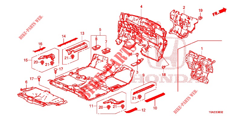 TAPETE PISO/ISOLADOR (3) para Honda CR-V DIESEL 1.6 EXECUTIVE NAVI 5 portas 6 velocidades manuais 2015