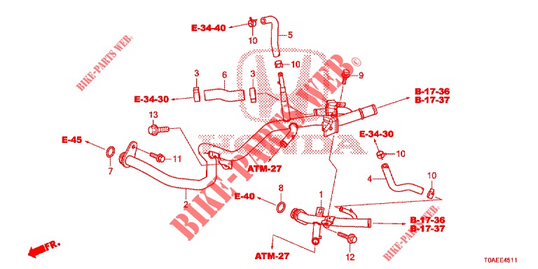 TUBO FLEXIVEL LAVA/CONDUTA (DIESEL) (2) para Honda CR-V DIESEL 1.6 EXECUTIVE NAVI 5 portas 6 velocidades manuais 2015
