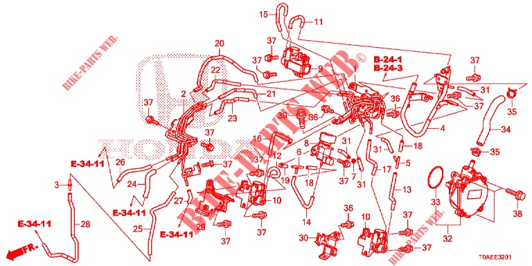 TUBO METALICO INSTALACAO/BOMBA DE VACUO (DIESEL) (2) para Honda CR-V DIESEL 1.6 EXECUTIVE NAVI 5 portas 6 velocidades manuais 2015