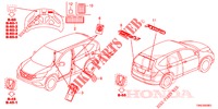 EMBLEMAS/ETIQUETAS CUIDADO  para Honda CR-V DIESEL 1.6 INNOVA 5 portas automática de 9 velocidades 2015