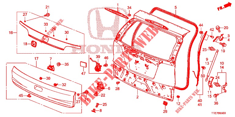 PAINEL PORTA TRASEIRA(2 PORTAS)  para Honda CR-V DIESEL 1.6 EXECUTIVE NAVI PLUS 5 portas automática de 9 velocidades 2018