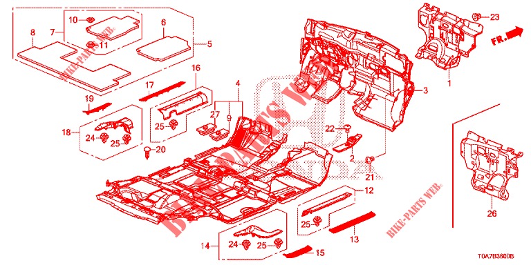 TAPETE PISO/ISOLADOR  para Honda CR-V DIESEL 2.2 EXECUTIVE NAVI 5 portas 6 velocidades manuais 2013
