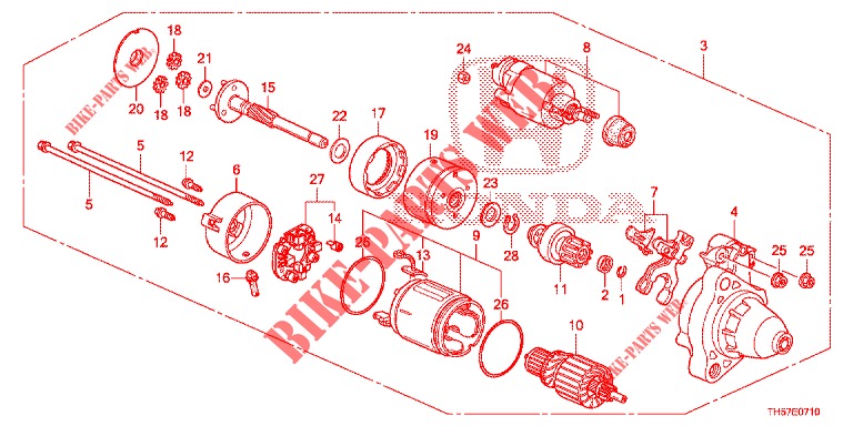 COMPONENTE MOTOR ARRANQUE (DENSO) para Honda JAZZ 1.4 ESL 5 portas totalmente automática CVT 2012