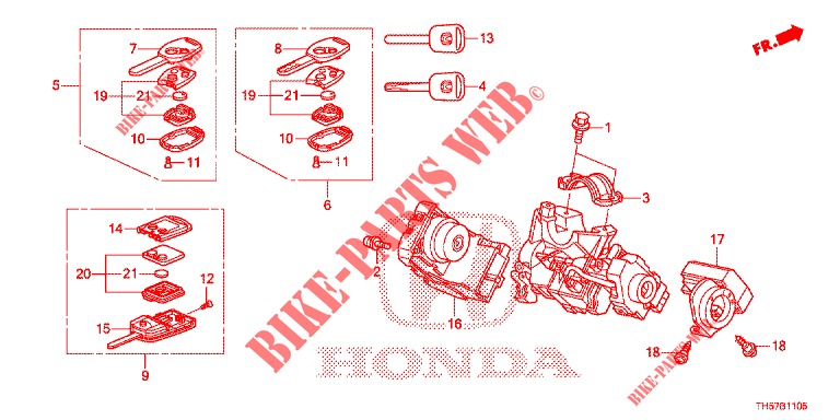 COMPONENTES CANHAO CHAVE  para Honda JAZZ 1.4 ESL 5 portas totalmente automática CVT 2012