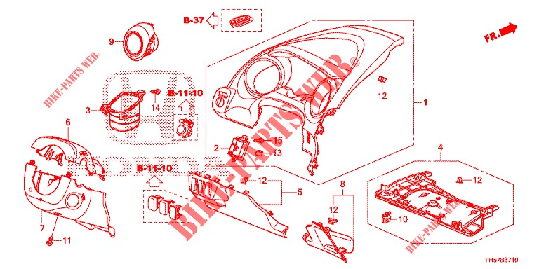 GUARNICAO INSTRUMENTOS (COTE DE CONDUCTEUR) (LH) para Honda JAZZ 1.4 ESL 5 portas totalmente automática CVT 2012