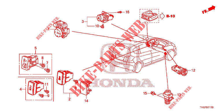 INTERRUPTOR (LH) para Honda JAZZ 1.4 ESL 5 portas totalmente automática CVT 2012