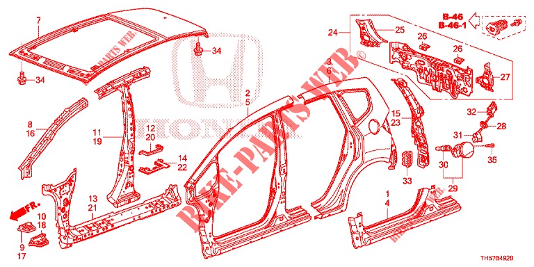 PAINEIS EXTERIOR/PAINEL TRASEIRO  para Honda JAZZ 1.4 ESL 5 portas totalmente automática CVT 2012