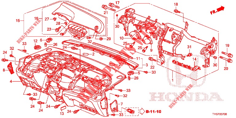 SUPERIOR PAINEL INSTR (LH) para Honda JAZZ 1.4 ESL 5 portas totalmente automática CVT 2012