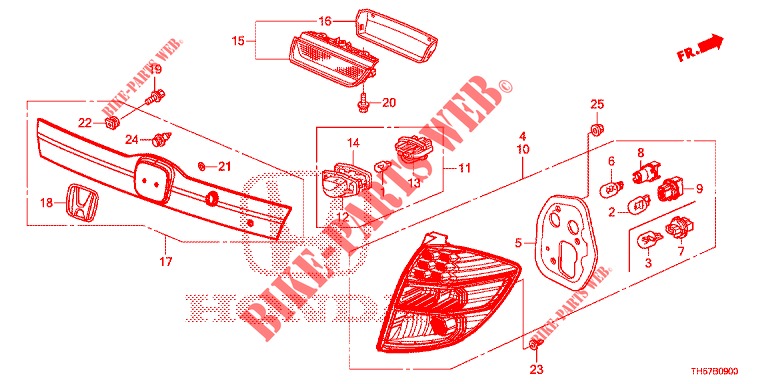 LUZ TRASEIRA/LUZ MATRICULA (PGM FI)  para Honda JAZZ 1.2 ELEGANCE 5 portas 5 velocidades manuais 2013