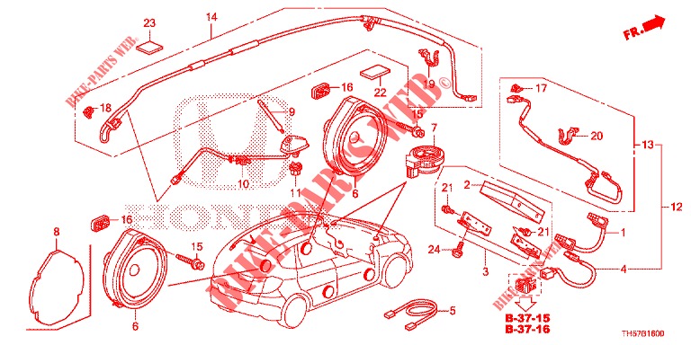 ANTENA/ALTIFALANTE  para Honda JAZZ 1.4 LSH 5 portas totalmente automática CVT 2013