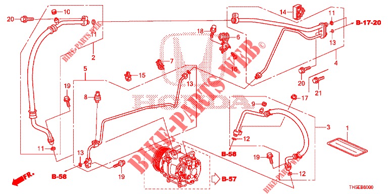 AR CONDICIONADO (FLEXIBLES/TUYAUX) (LH) para Honda JAZZ 1.4 LUXURY 5 portas 5 velocidades manuais 2014