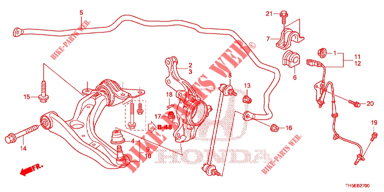 BRACO INFERIOR FRENTE/ MOLA ESTABILIZADOR  para Honda JAZZ 1.4 LUXURY 5 portas 5 velocidades manuais 2014
