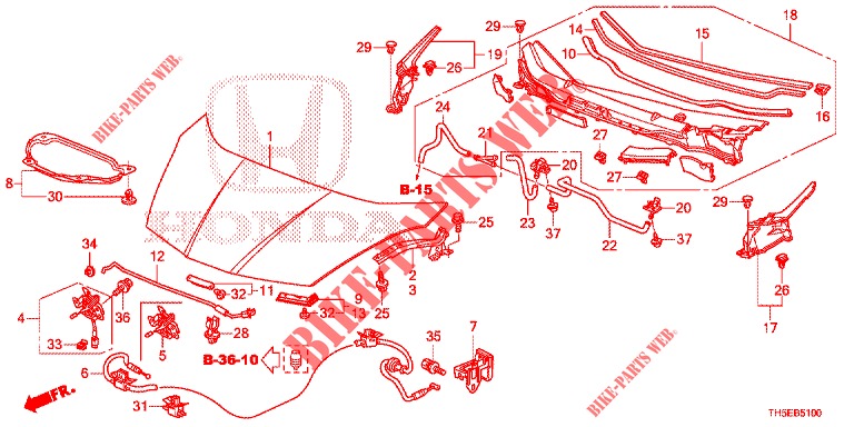 CAPOT (LH) para Honda JAZZ 1.4 LUXURY 5 portas 5 velocidades manuais 2014