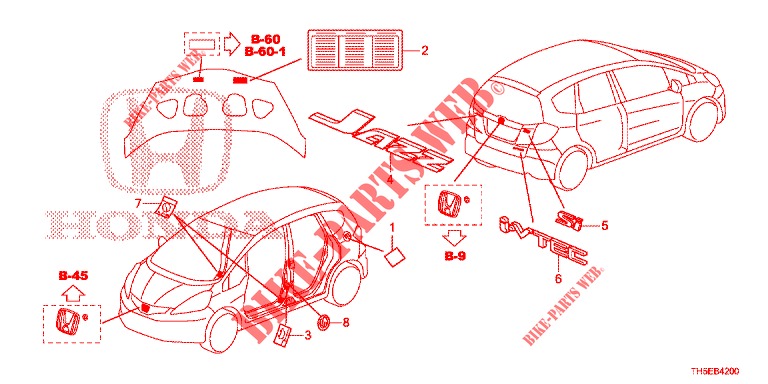 EMBLEMA/ETIQUETA CUIDADO  para Honda JAZZ 1.4 LUXURY 5 portas 5 velocidades manuais 2014