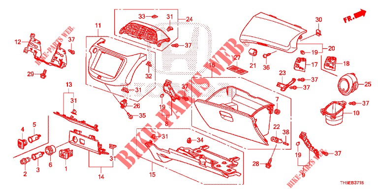 GUARNICAO INSTRUMENTOS (COTE DE PASSAGER) (LH) para Honda JAZZ 1.4 LUXURY 5 portas 5 velocidades manuais 2014