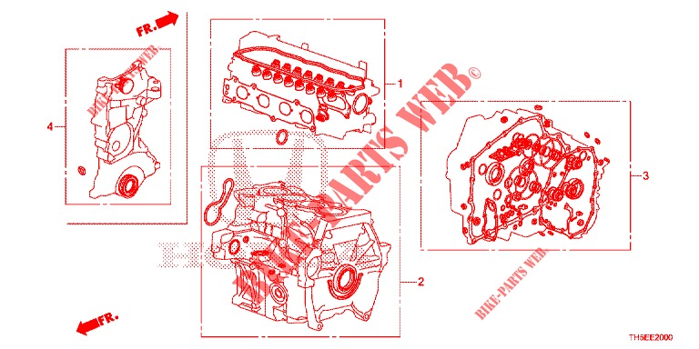 KIT JUNTAS/ CONJ. CAIXA VELOCIDADES  para Honda JAZZ 1.4 LUXURY 5 portas 5 velocidades manuais 2014