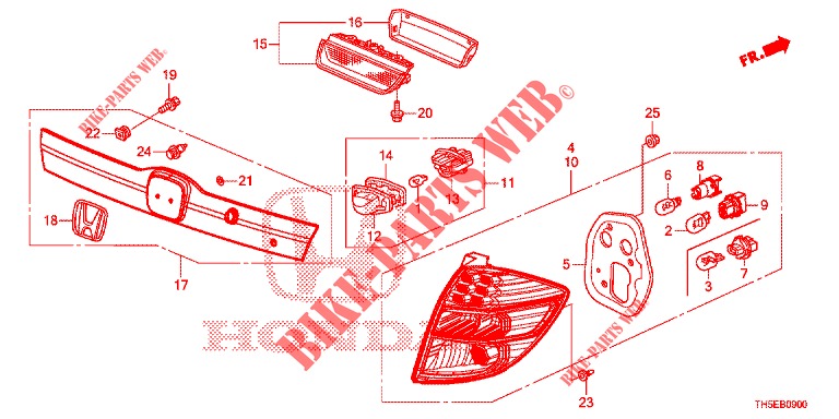 LUZ TRASEIRA/LUZ MATRICULA (PGM FI)  para Honda JAZZ 1.4 LUXURY 5 portas 5 velocidades manuais 2014